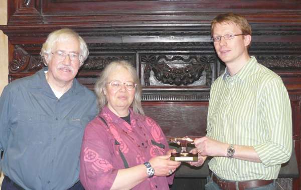 Roger Cornwell and Jean Rogers were presented with a Red Herring award by Tom Harper, retiring Chair of the CWA